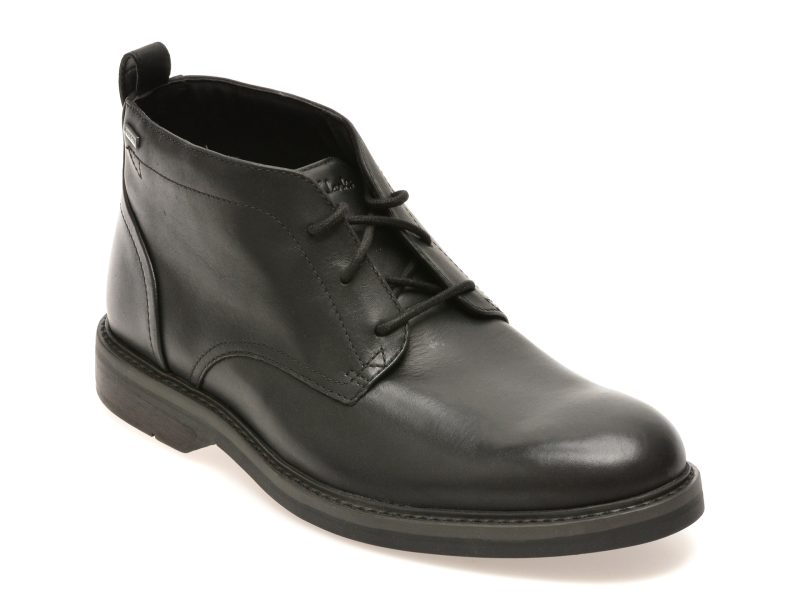 Ghete elegante CLARKS negre, ALDWIN MID GTX, din piele naturala
