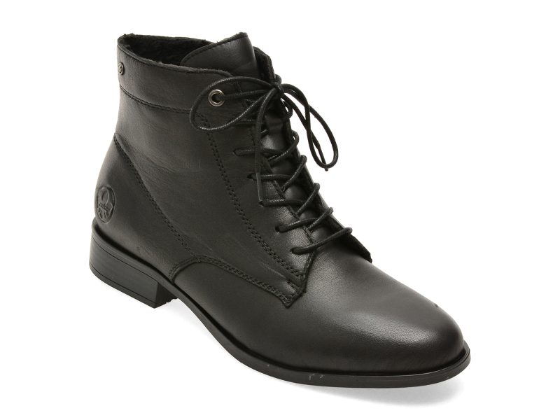 Ghete RIEKER negre, 77030, din piele naturala