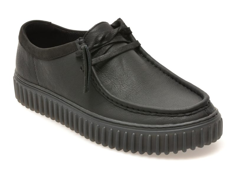 Mocasini CLARKS negri, TORHILL LO, din piele naturala