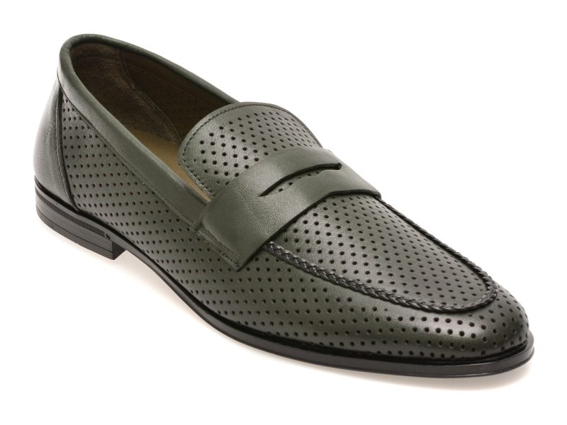 Mocasini eleganti OTTER kaki, 25M125, din piele naturala