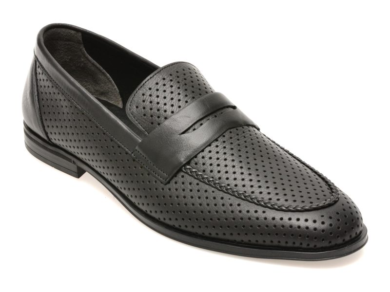 Mocasini eleganti OTTER negri, 25M125, din piele naturala