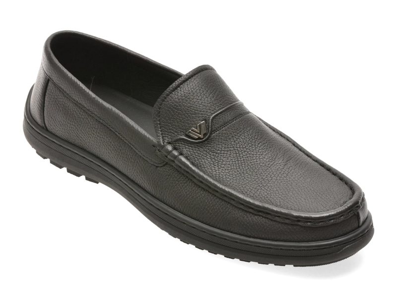 Mocasini EPICA negri, T26130, din piele naturala