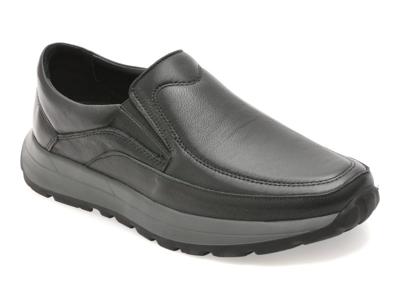 Mocasini OTTER negri, DD7015, din piele naturala