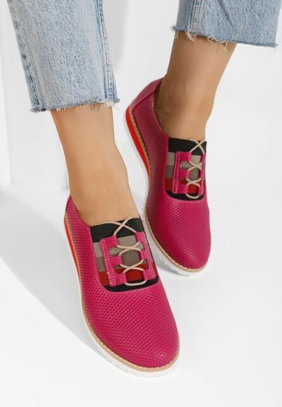 Pantofi casual dama piele Galya fucsia