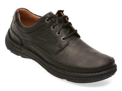 Pantofi CLARKS negri, NATURE THREE, din piele naturala