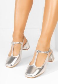 Pantofi cu toc gros Beatrina V2 argintii