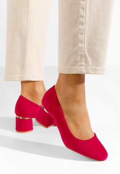 Pantofi cu toc gros Cabrilia fucsia
