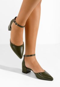 Pantofi cu toc gros Jordanna verzi