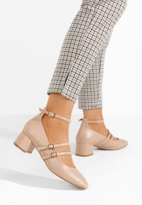 Pantofi cu toc gros Karta nude