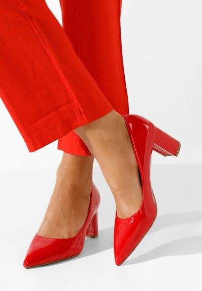 Pantofi cu toc gros rosii Danza