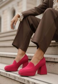 Pantofi cu toc gros roz Hoya
