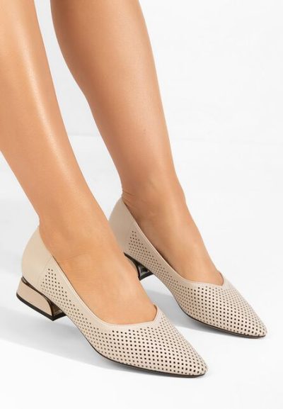 Pantofi cu toc mic Donya bej
