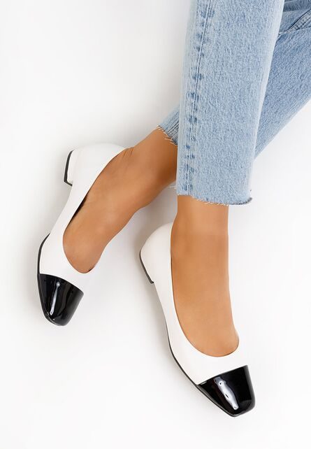 Pantofi cu toc mic Erias albi