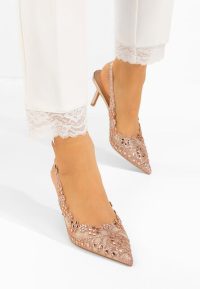 Pantofi cu toc slingback Silvona champagne