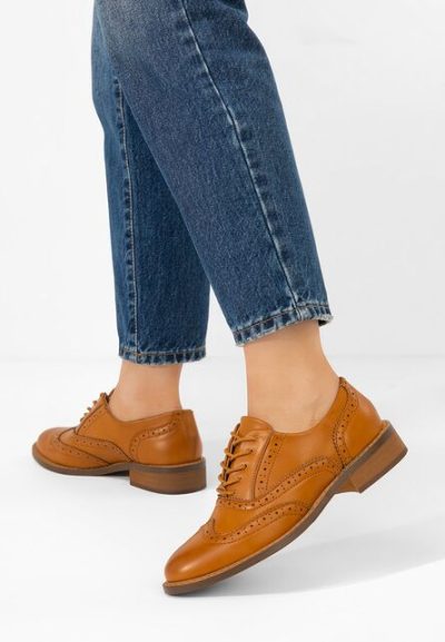 Pantofi dama brogue Cilora camel