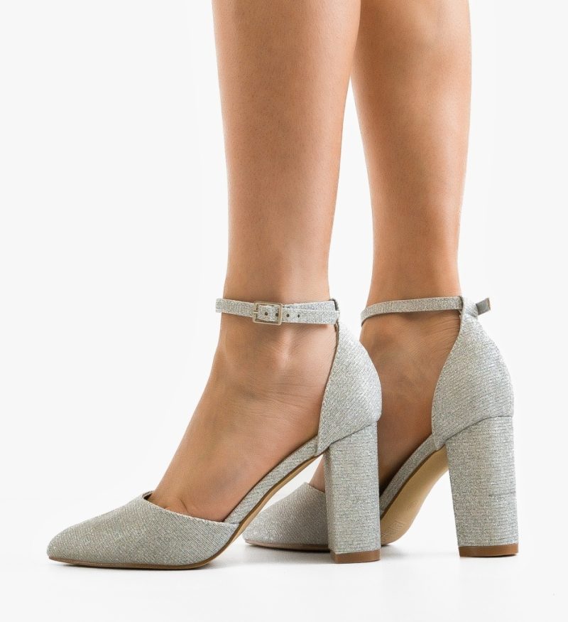 Pantofi dama cu toc Young Argintii