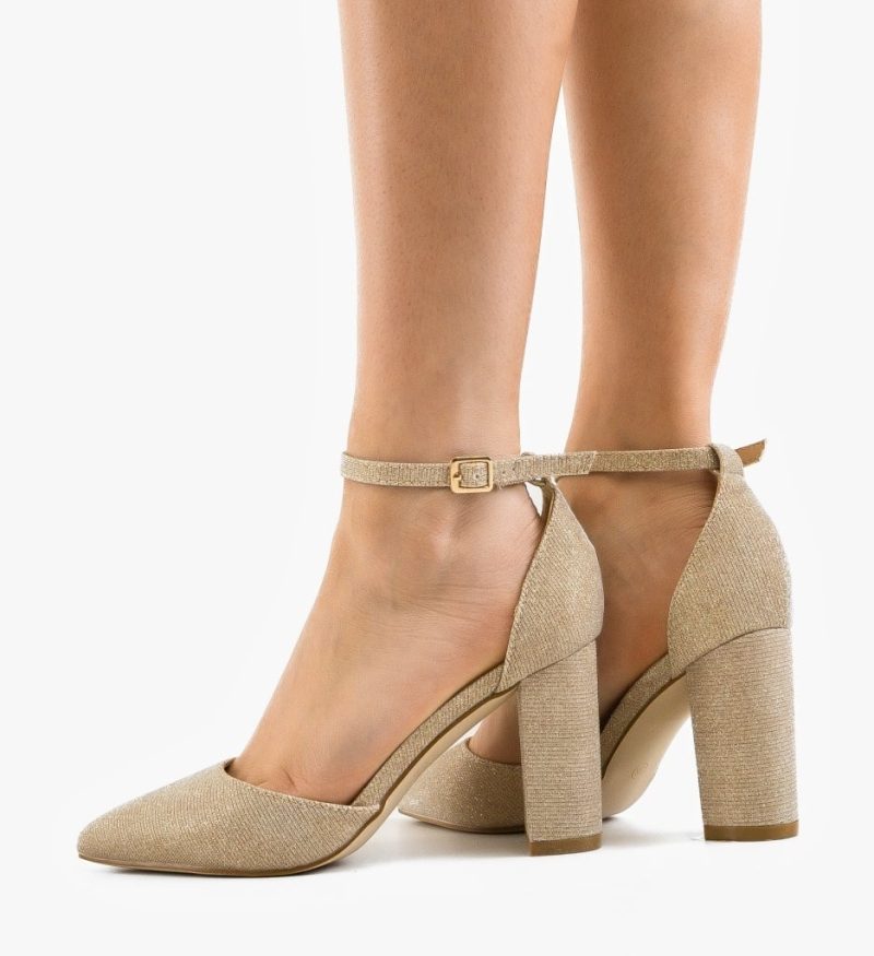 Pantofi dama cu toc Young Aurii