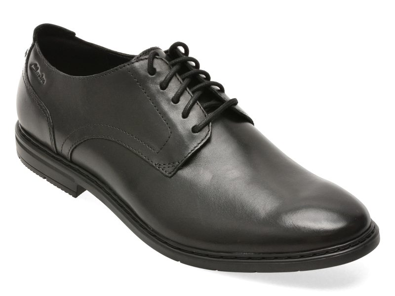 Pantofi eleganti CLARKS negri, BANBURY DERBY, din piele naturala