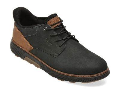 Pantofi RIEKER negri, B3357, din piele intoarsa