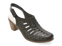 Pantofi RIEKER negri, 40959, din piele naturala