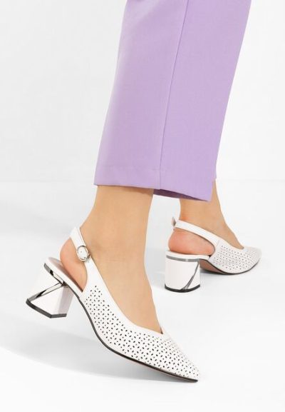 Pantofi slingback Fermina albi