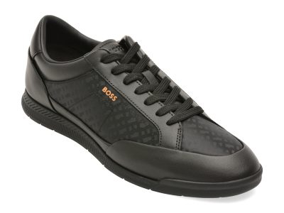 Pantofi sport BOSS negri, 8501, din material testil si piele naturala