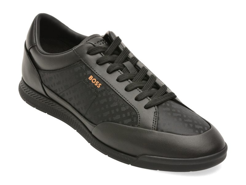 Pantofi sport BOSS negri, 8501, din material testil si piele naturala