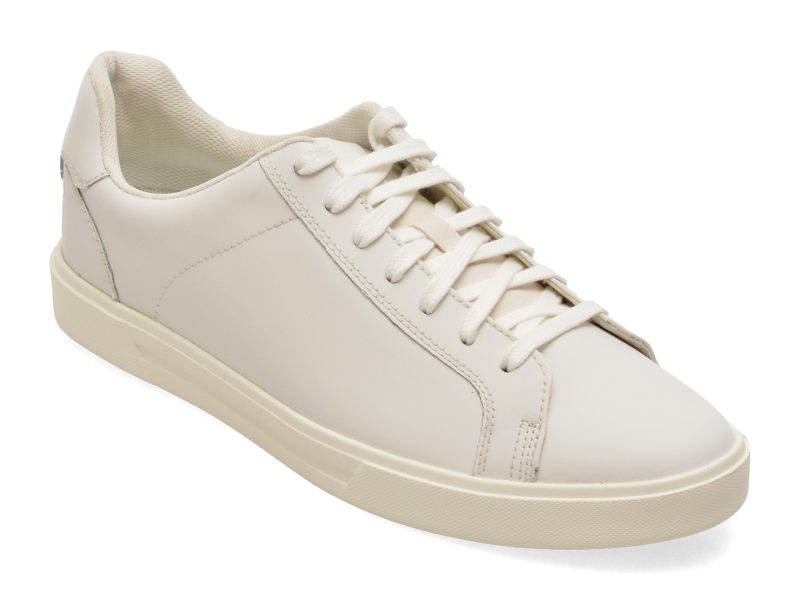 Pantofi sport CLARKS albi, ROMSEY LACE, din piele naturala