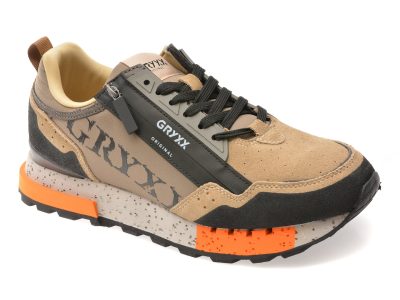 Pantofi sport GRYXX gri, 6013, din material textil si piele naturala