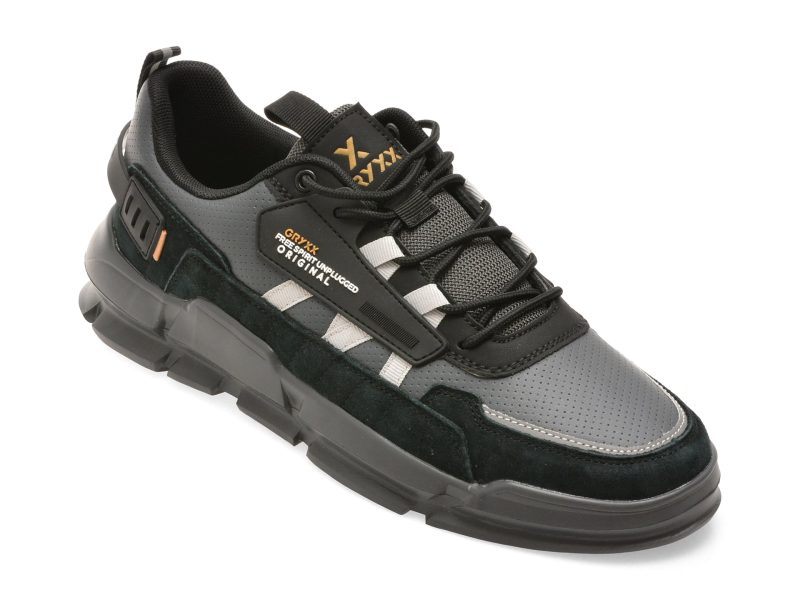 Pantofi sport GRYXX negri, 28186, din piele ecologica
