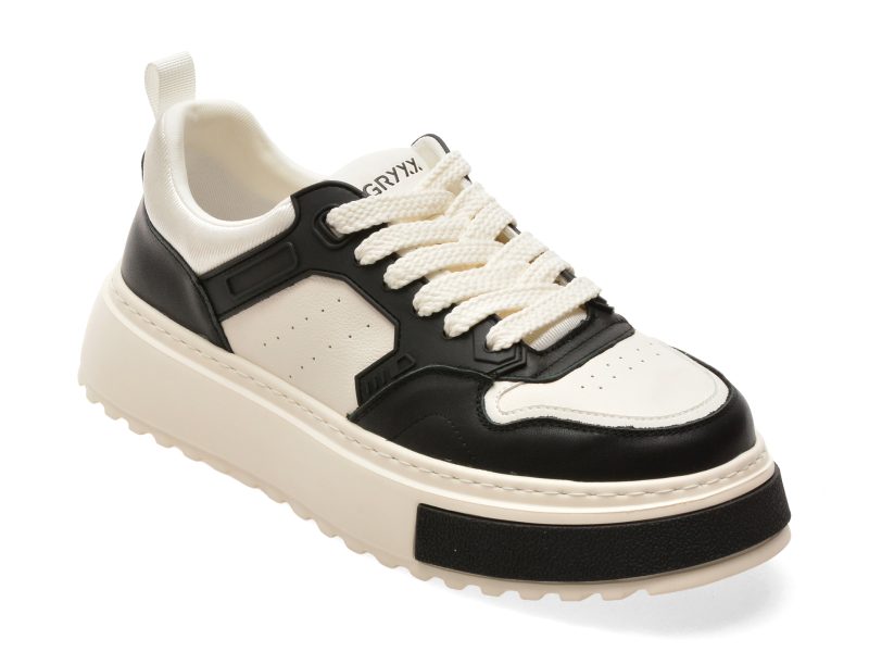 Pantofi sport GRYXX alb-negru, 59938, din piele naturala