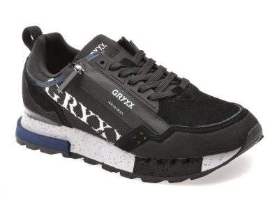 Pantofi sport GRYXX negri, 6013, din material textil si piele naturala