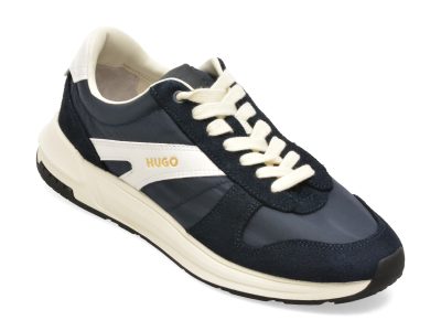 Pantofi sport HUGO bleumarin, 3605, din material textil si piele naturala