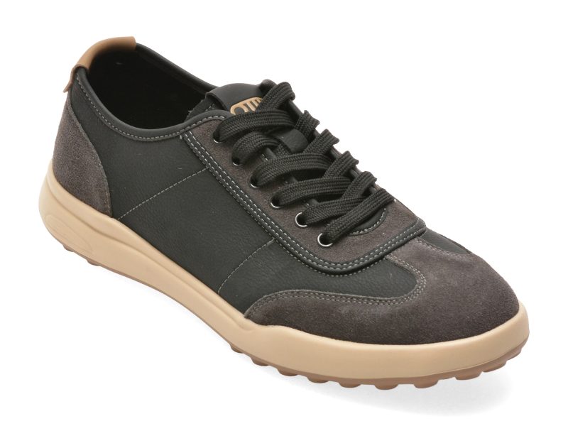 Pantofi sport OTTER negri, T25239, din piele naturala