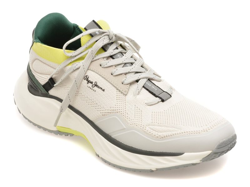 Pantofi sport PEPE JEANS albi, MS60019, din material textil
