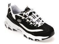 Pantofi sport SKECHERS alb-negru, D LITES, din material textil si piele natuala
