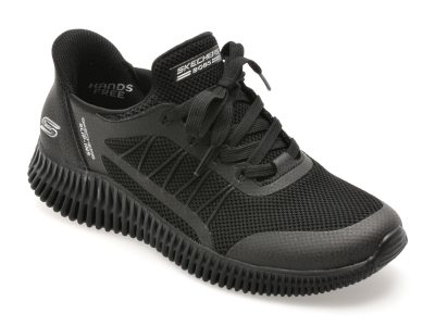 Pantofi sport SKECHERS negri, BOBS GEO LITE, din material textil