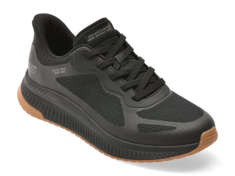 Pantofi sport SKECHERS negri, BOBS SQUAD 4, din material textil