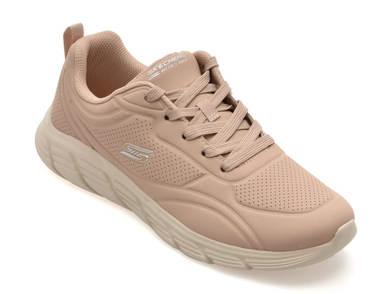 Pantofi sport SKECHERS nude, BOBS B FLEX LO, din piele ecologica