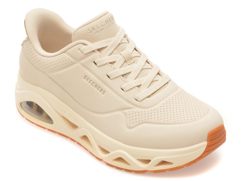 Pantofi sport SKECHERS bej, UNO GLIDE-STEP, din piele ecologica