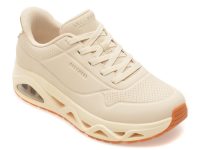 Pantofi sport SKECHERS bej, UNO GLIDE-STEP, din piele ecologica
