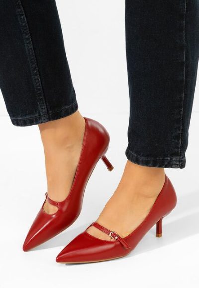 Pantofi stiletto cu toc mic Rilora rosii