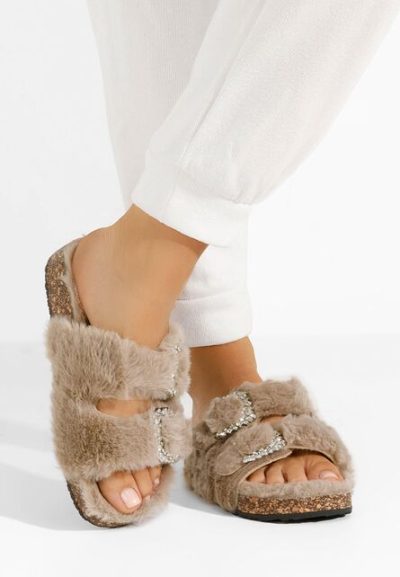 Papuci cu blanita Darcey kaki