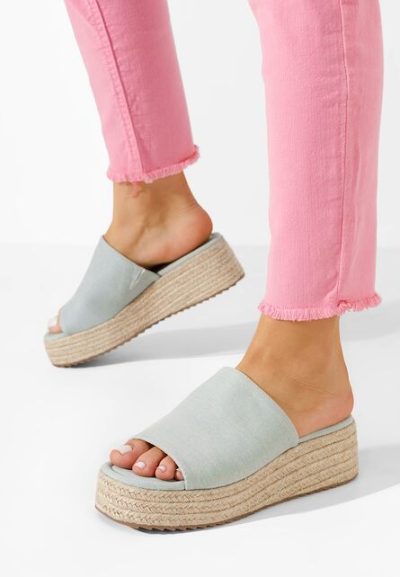 Papuci cu platformă Sitema denim