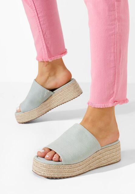 Papuci cu platformă Sitema denim