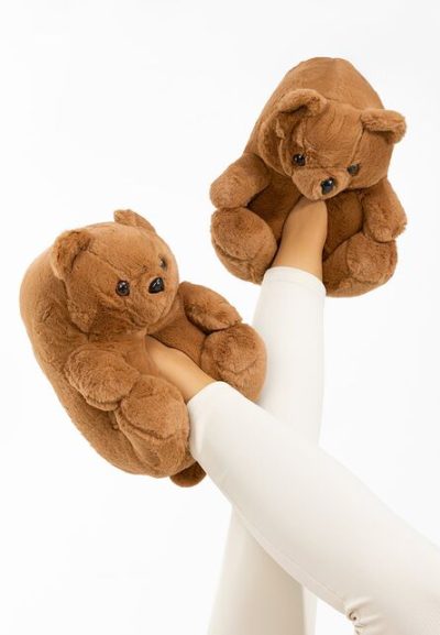 Papuci de casa pufosi Teddy kaki