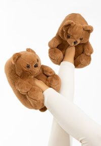 Papuci de casa pufosi Teddy kaki