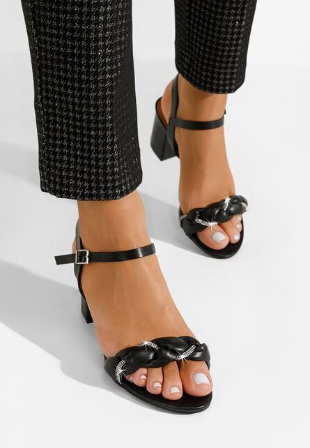 Sandale cu toc gros Brillya negre