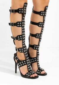 Sandale cu toc subtire Clinita negre