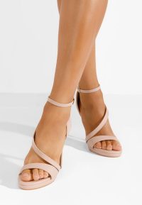Sandale cu toc subtire nude Ribera